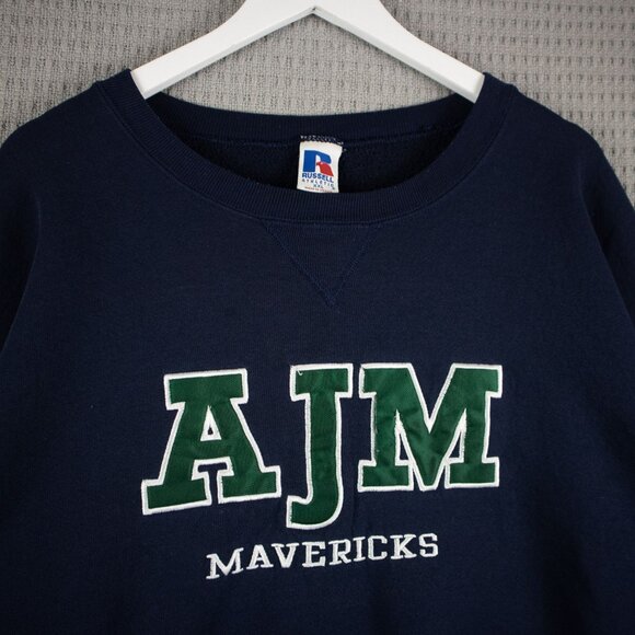 AJM Mavericks Russell Athletic 2000s Y2K Crewneck Sweater - Picture 7 of 8